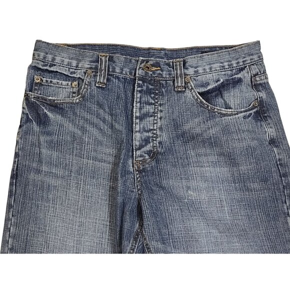 J Ferrar Mens Jeans Button Fly Wide Leg Relaxed Medium Wash Size 32x32 - Picture 6 of 7
